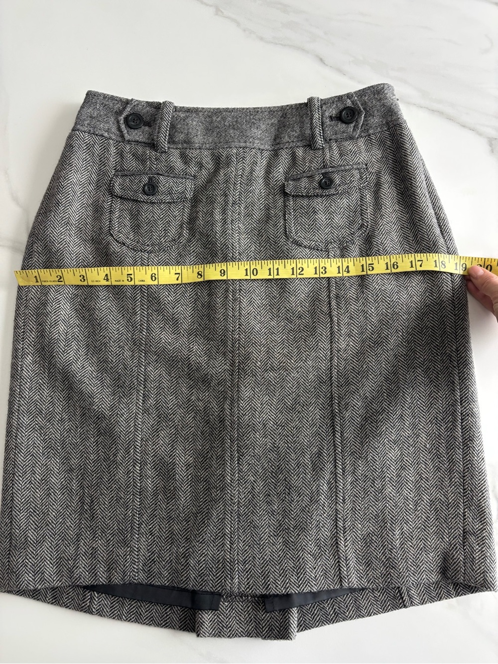 Ann Taylor Gray Herringbone Pencil Skirt - Classic Women’s Skirt Sz 2 - Picture 8 of 9